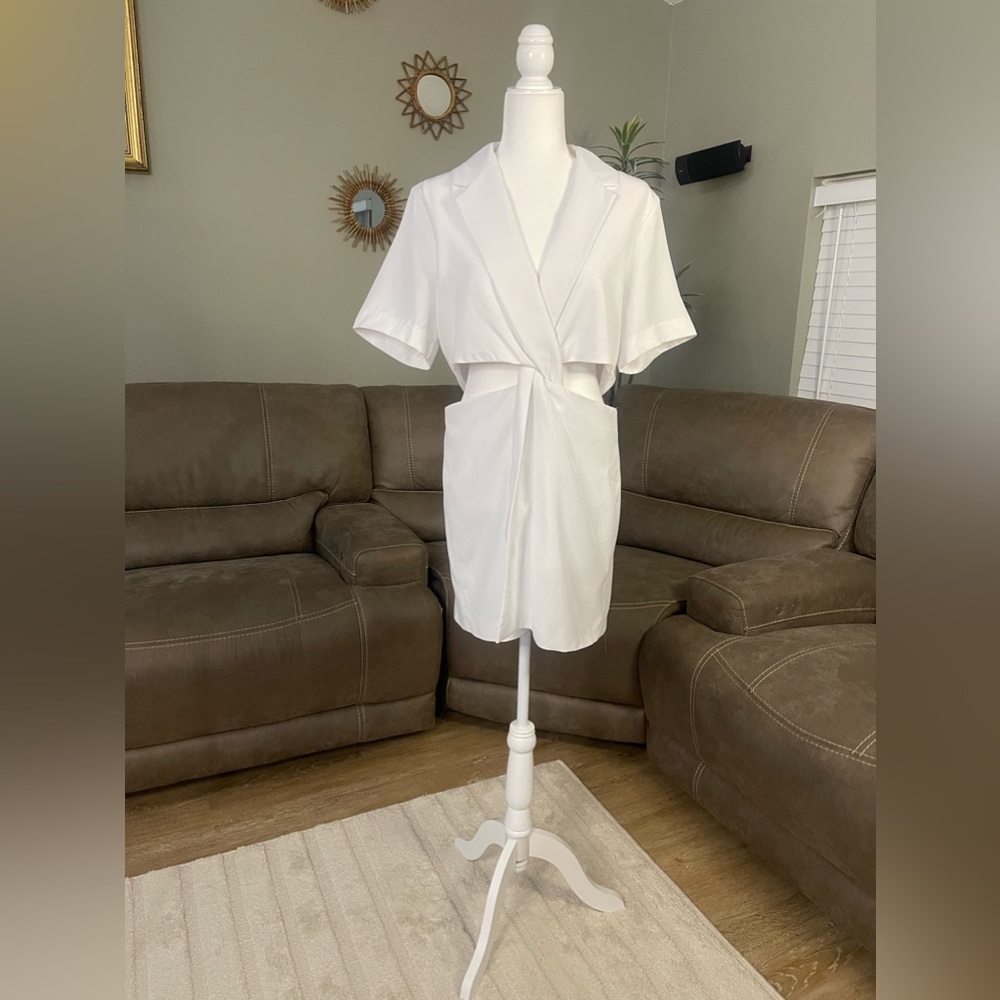 NWT Zara White Cut Out Mini Dress Sz L Summer Cocktail Party Event Trend Style - Picture 16 of 16